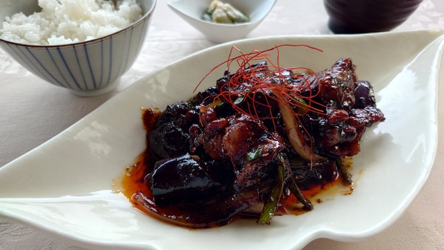 豚肉となすの味噌炒め定食